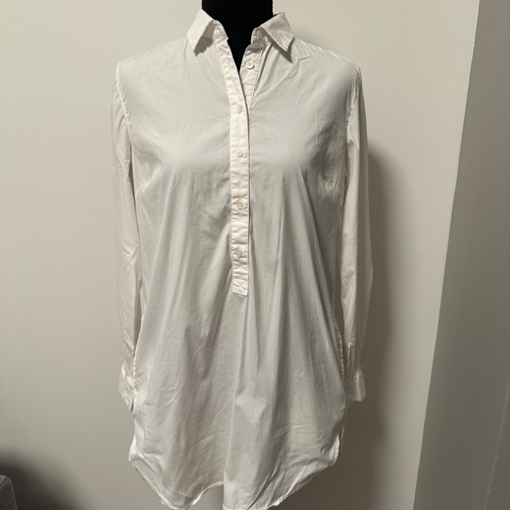 *J. MCLAUGHLIN* White Long Sleeve Button Down Top Size Small